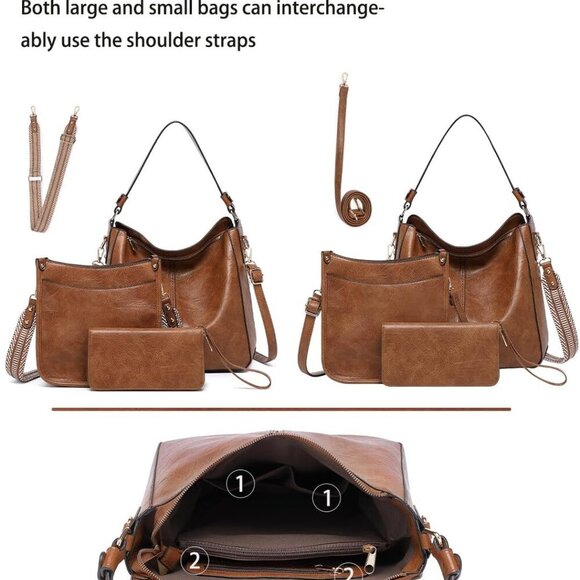 Purses for Women 3PCS, Crossbody Bags Set Large Leather Purse Shoulder Handbags - Picture 5 of 7